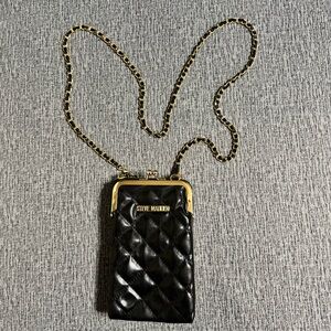 Steve Madden Quilted Cell Phone Crossbody Pouch With A Gold Chain